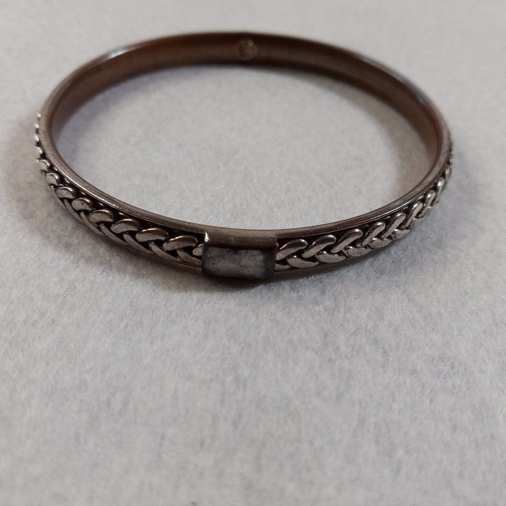Vintage Liz Claiborne Silver tone Braided Accent Bangle
